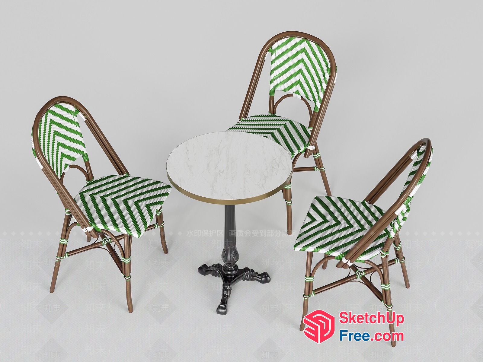 Small Round Table With Four Matching Chairs 3D SketchUp File