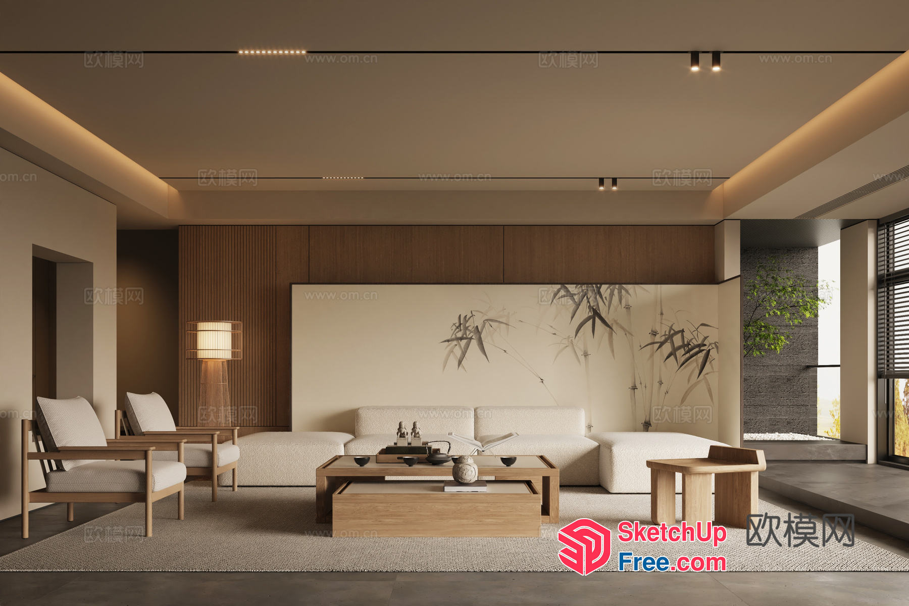 Modern Japanese-Inspired Living Room With Minimalist Decor 3D SketchUp File