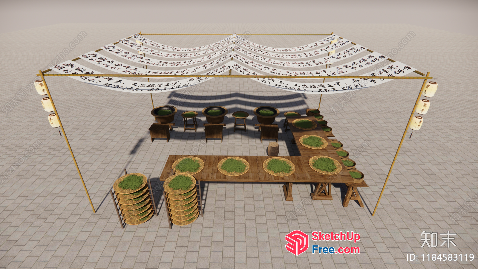 Traditional Japanese Food Market 3D SketchUp File