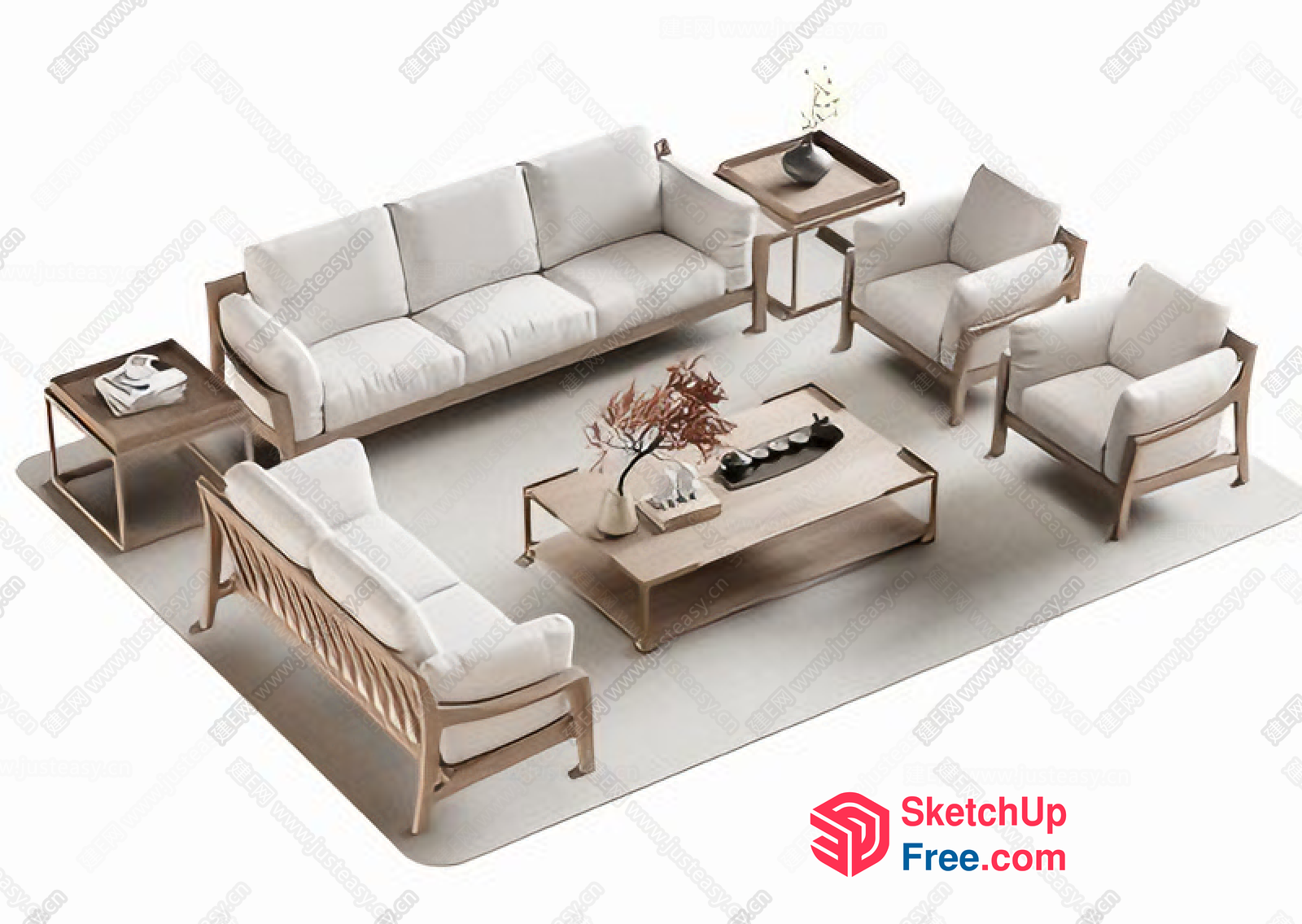Modern Minimalist Living Room Furniture Set 3D SketchUp File