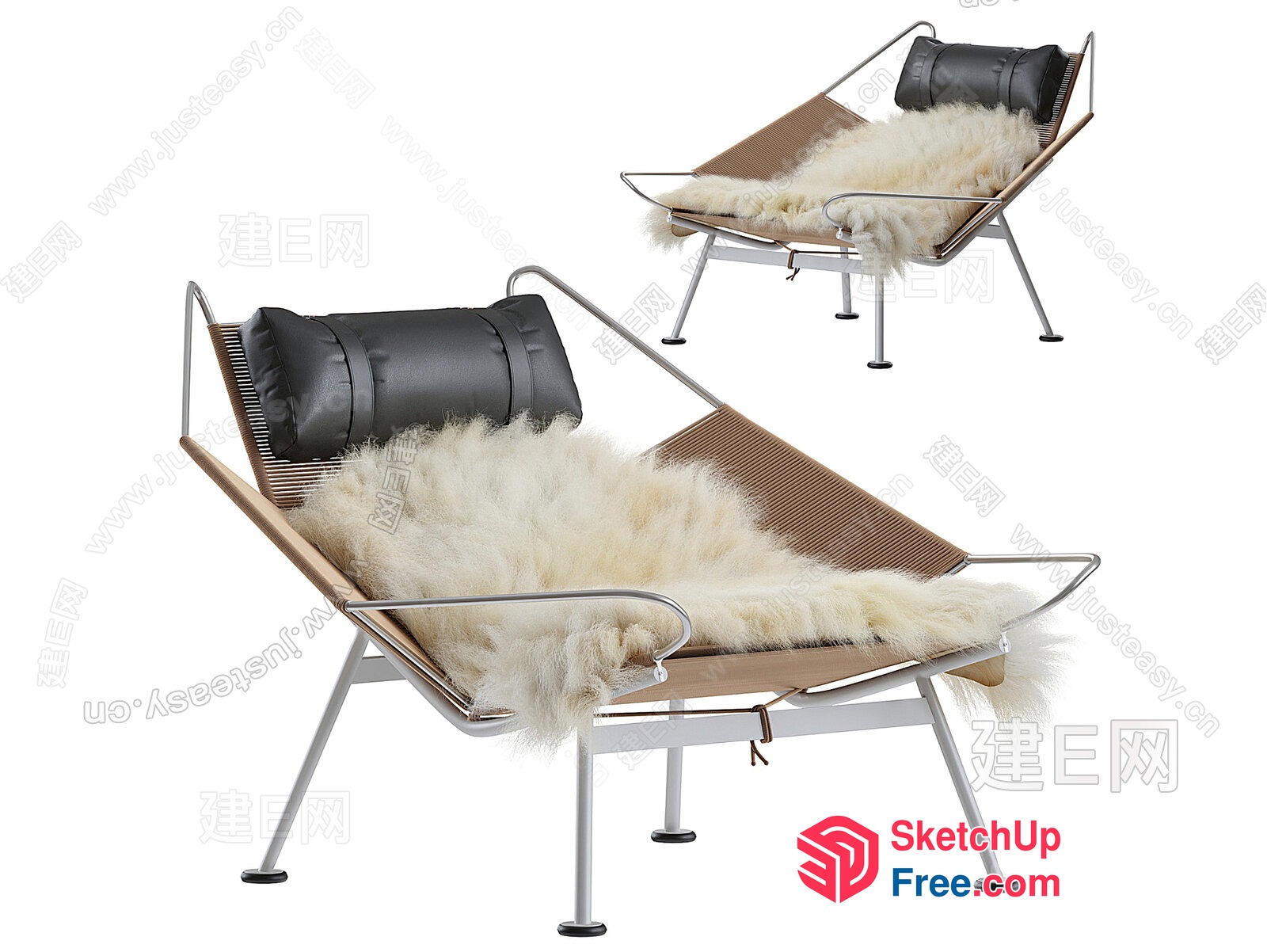 Sleek And Modern Lounge Chair With Natural Materials 3D SketchUp File