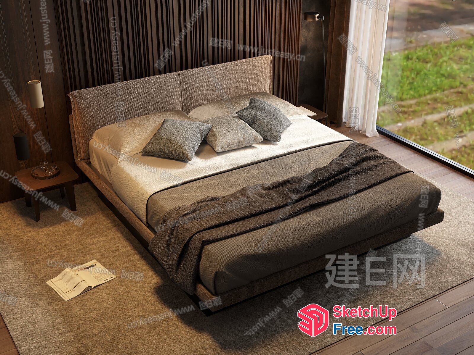 Modern Bedroom With Brown And Cream Decor 3D SketchUp File