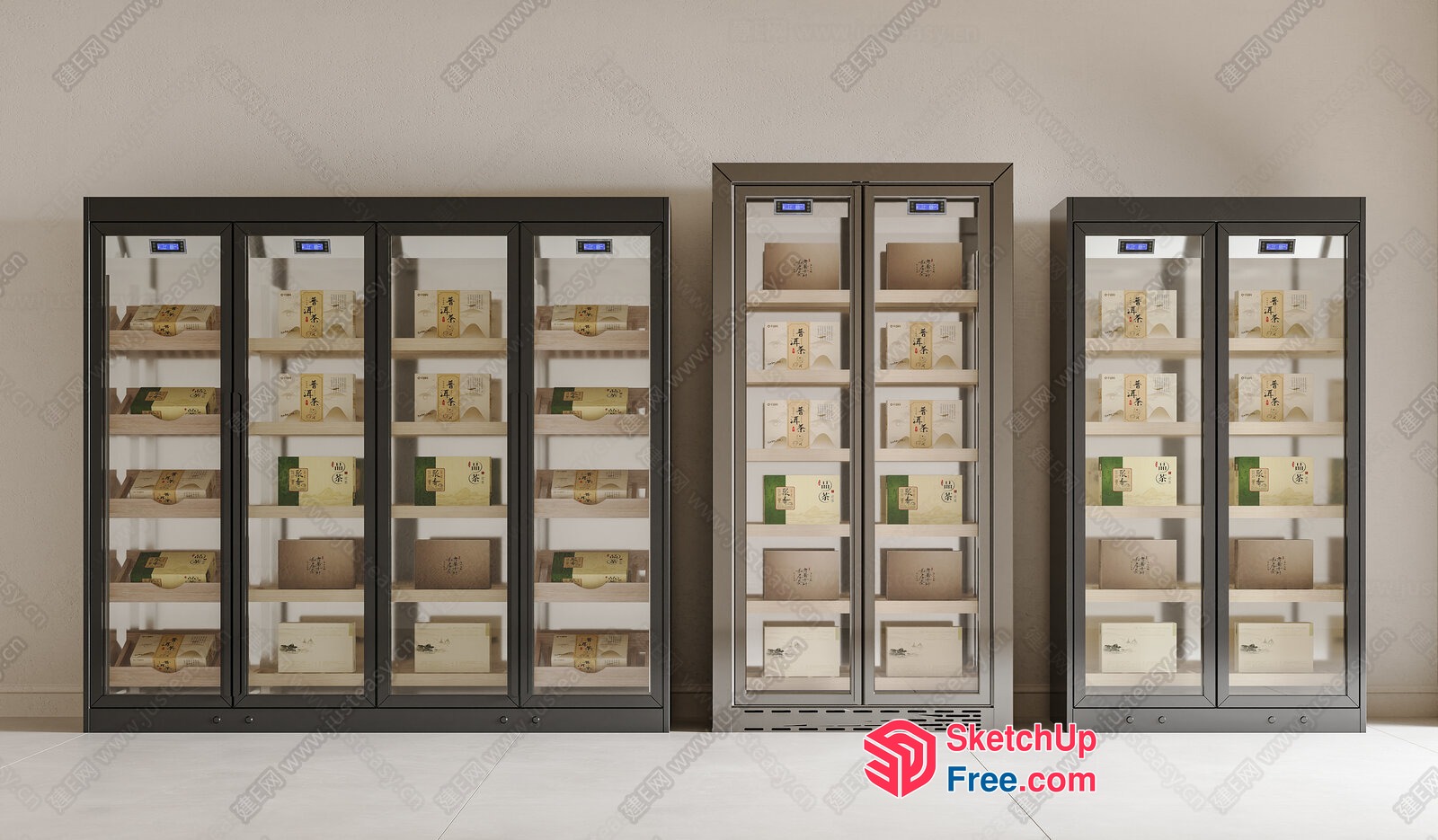 Modern Display Cabinets With Glass Doors And Shelves 3D SketchUp File
