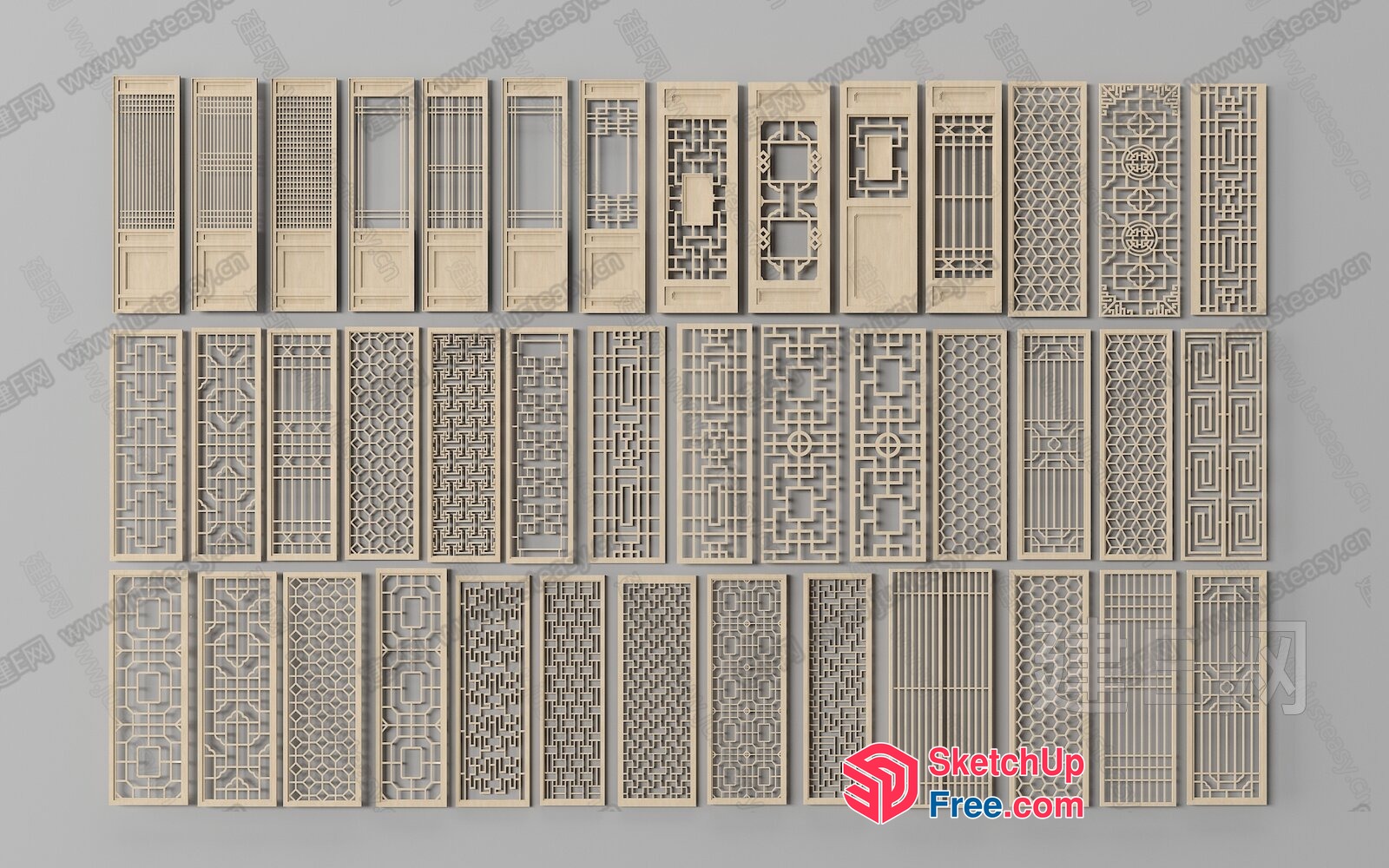 Intricate Geometric Patterns In Ornate Room Decor 3D SketchUp File