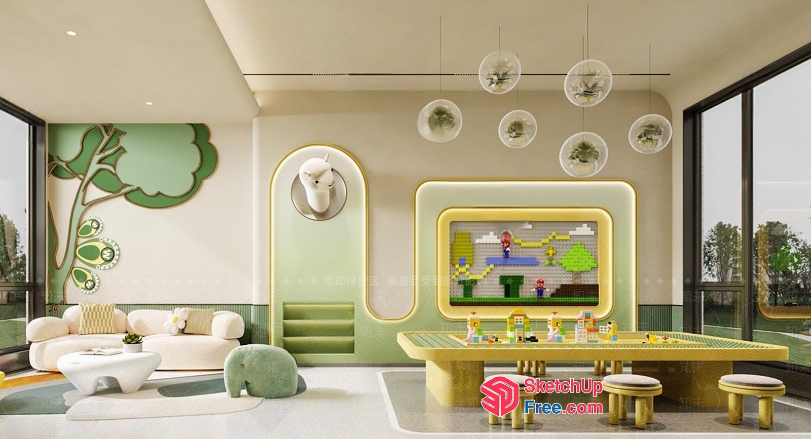Modern And Playful Children'S Living Room 3D SketchUp File
