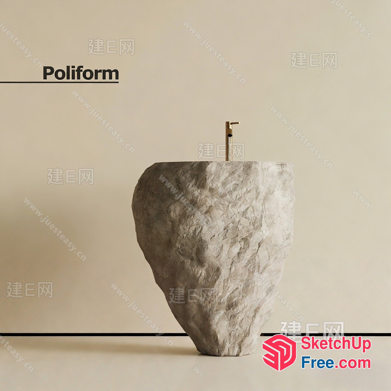 Unique Rock-Shaped Sink 3D SketchUp File