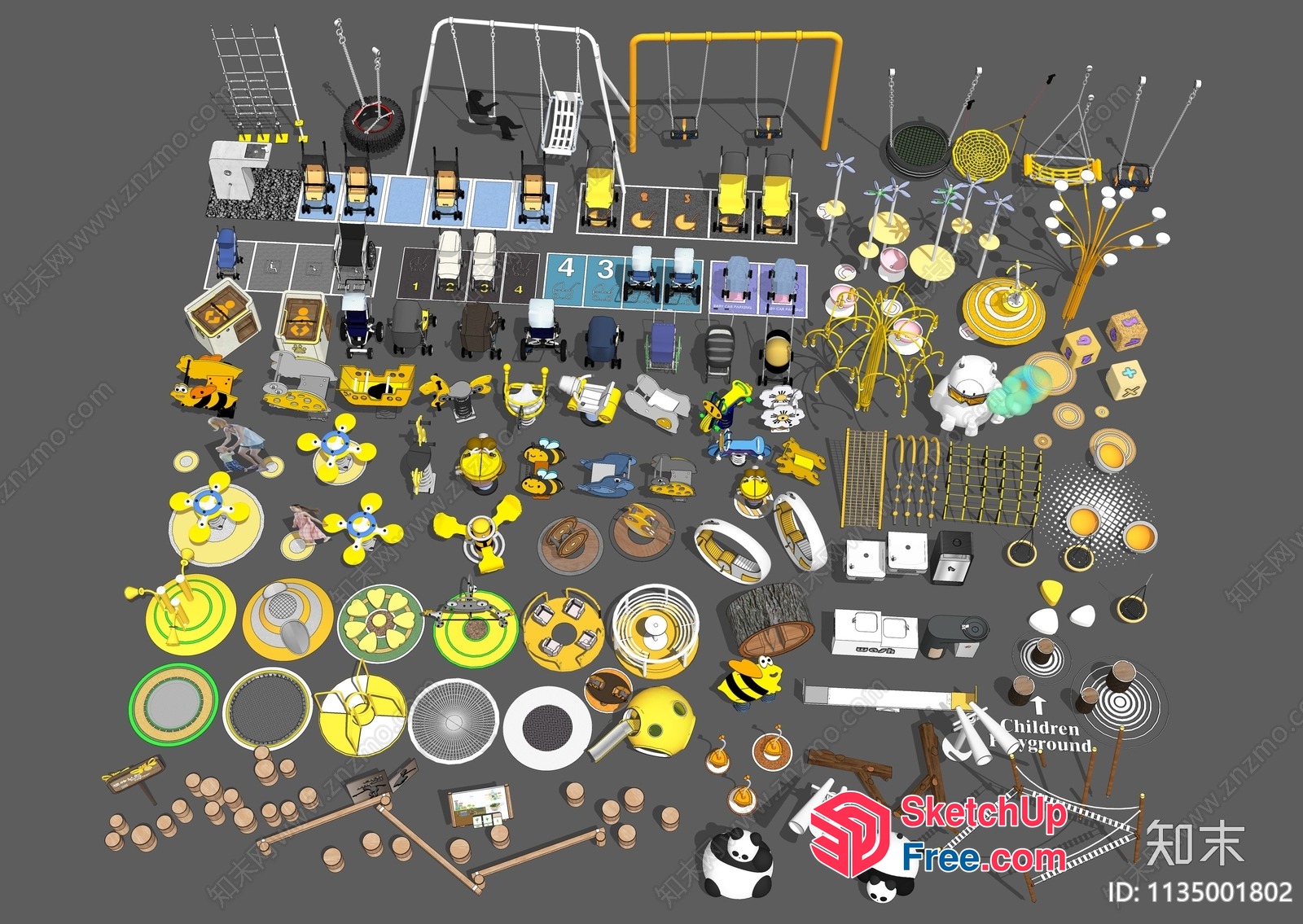 3D Model Of A Playground With Various Play Equipment 3D SketchUp File