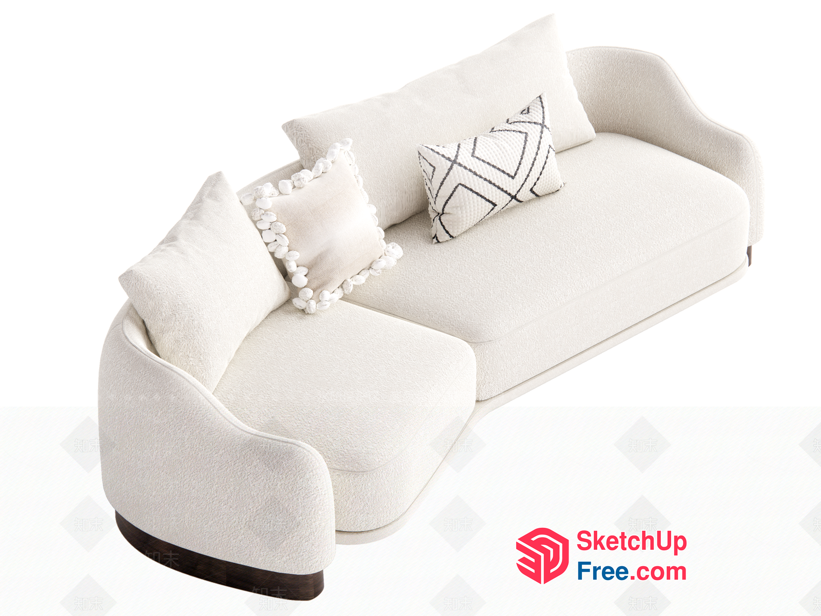 Modern Creamy Style Sofa With Elegant Pillows 3D SketchUp File