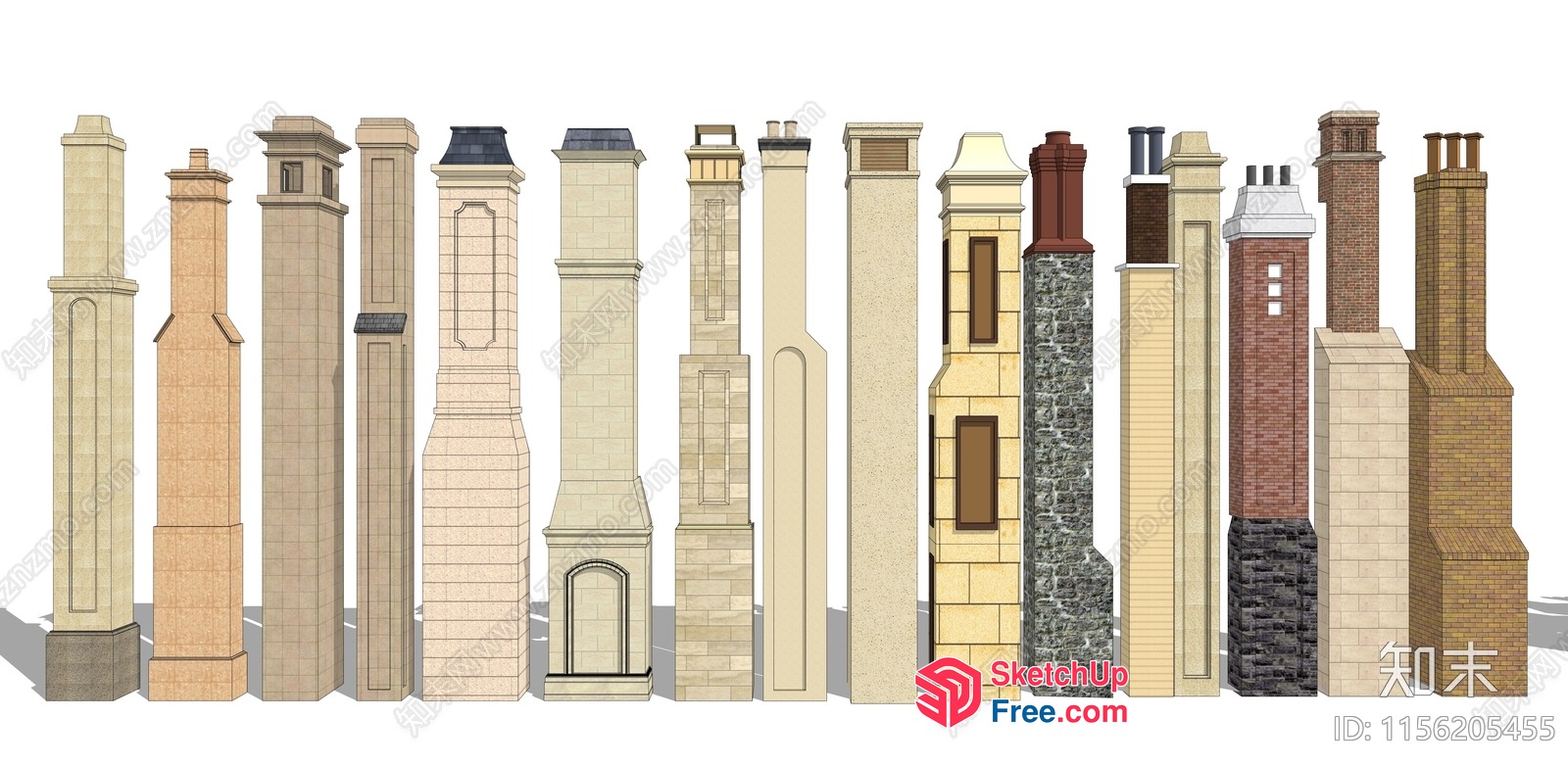 Collection Of Pillars With Various Architectural Styles 3D SketchUp File