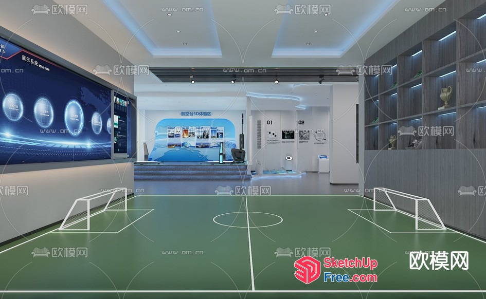 Futuristic Sports Hall With Interactive Displays 3D SketchUp File