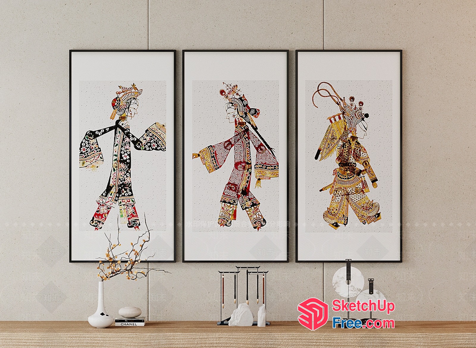 Traditional Asian Decorative Artwork Collection 3D SketchUp File