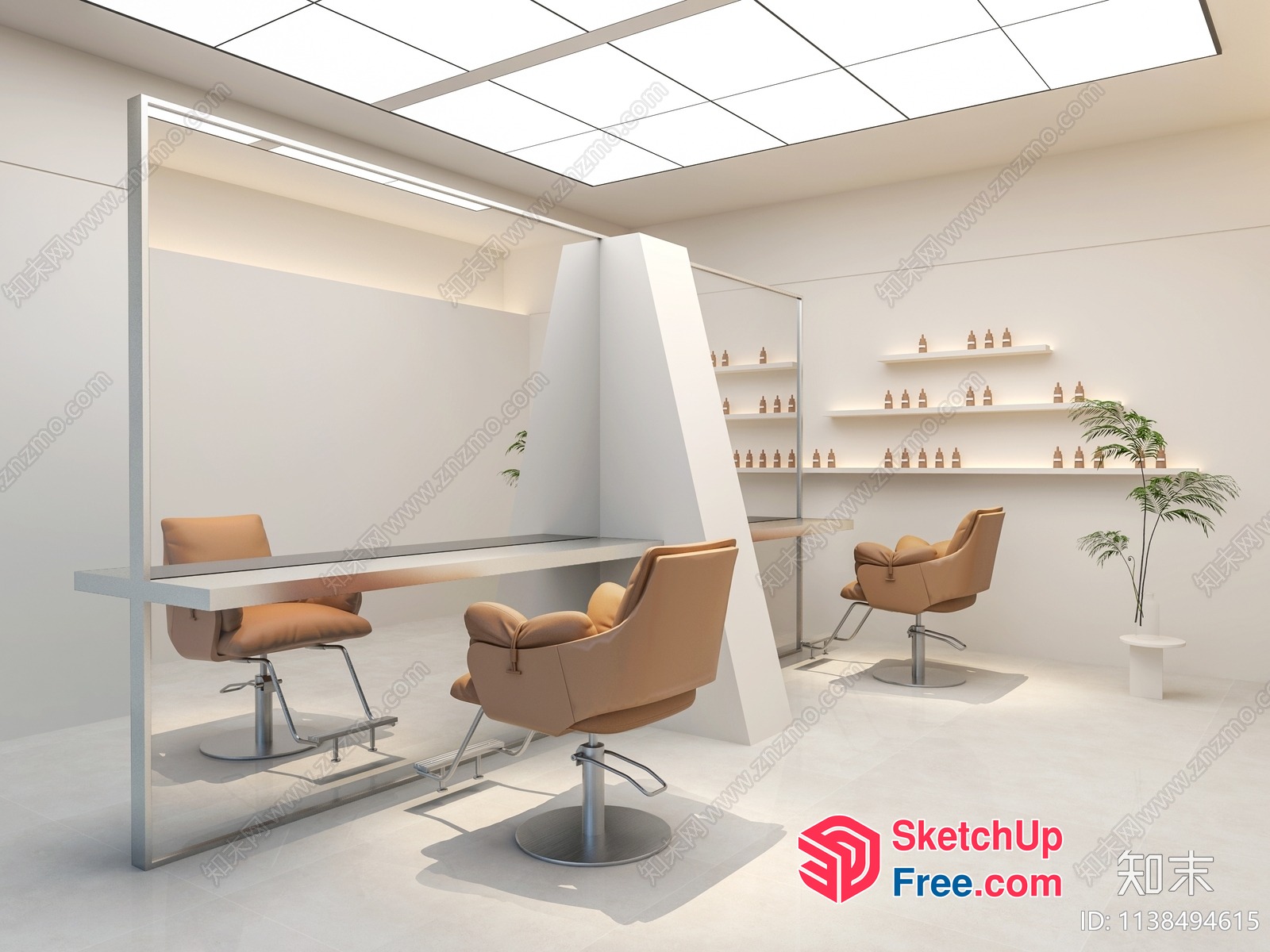 Modern Salon Interior With Sleek Furniture And Natural Lighting 3D SketchUp File