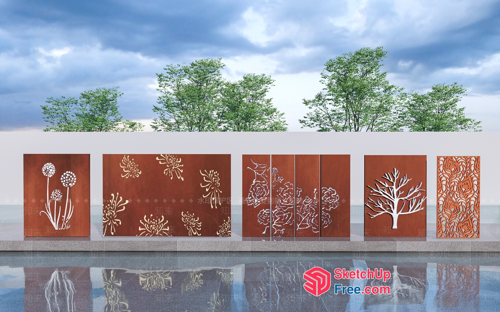 Exterior Decor Collection With Floral And Tree Designs 3D SketchUp File