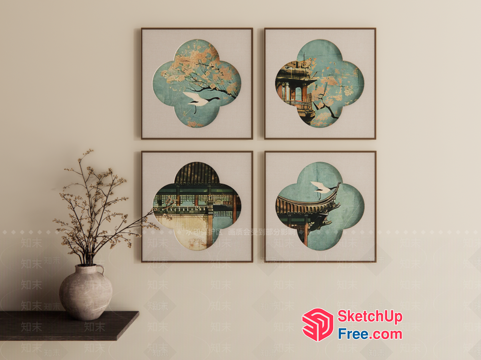 Asian-Inspired Artwork Collection 3D SketchUp File