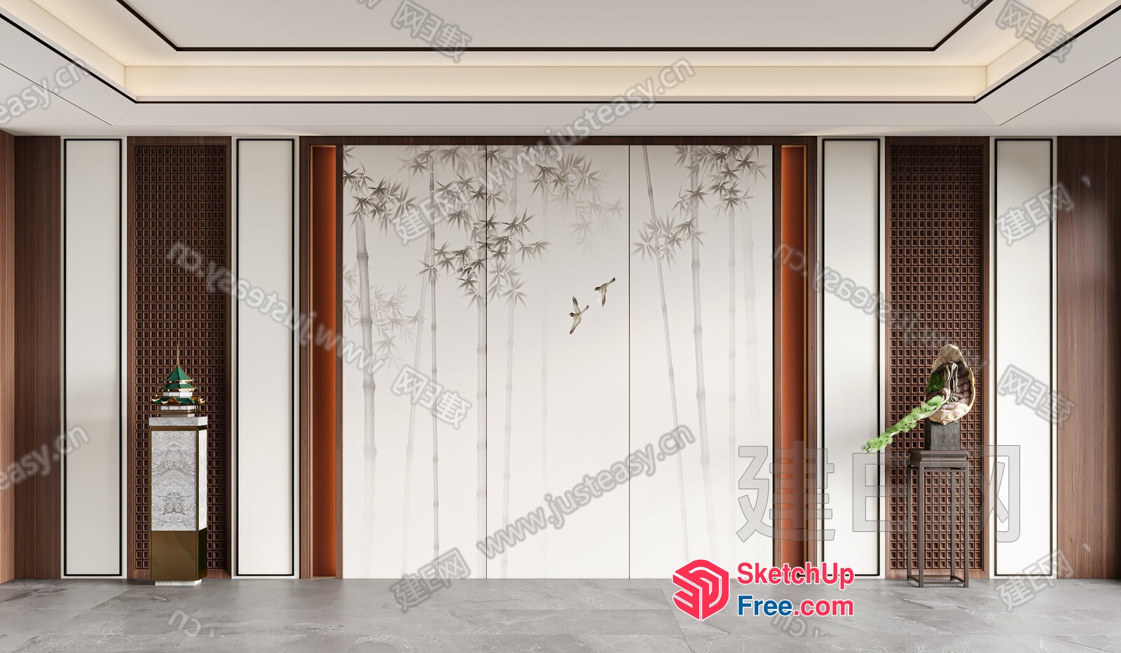 Elegant Traditional Asian-Inspired Interior Design 3D SketchUp File