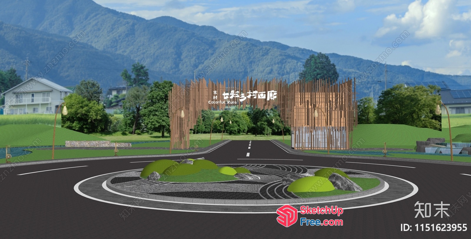 Colorful Entrance Road 3D SketchUp File