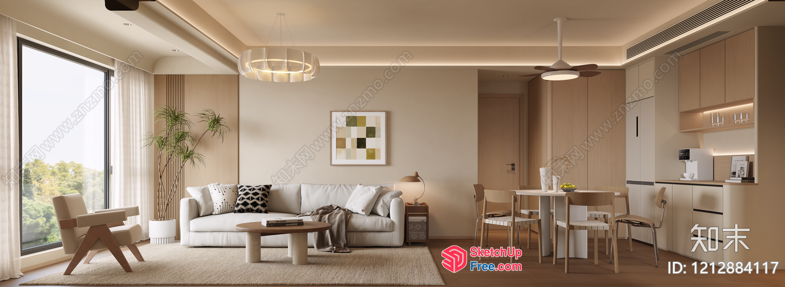 Minimalist Modern Living Room With White Sofa 3D SketchUp File