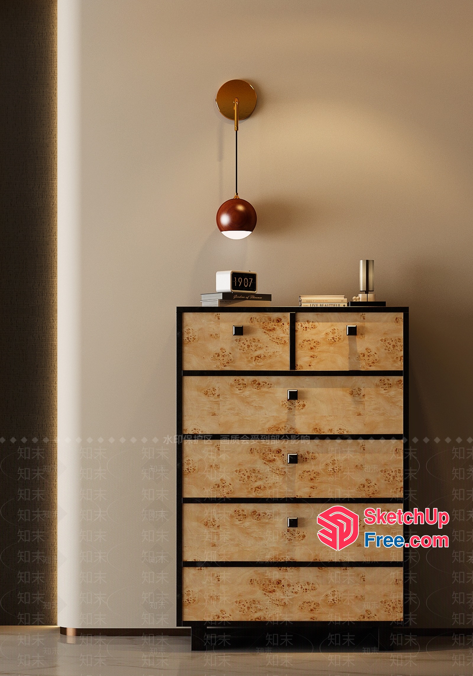 Modern Minimalist Wood Furniture In Neutral Color Scheme 3D SketchUp File