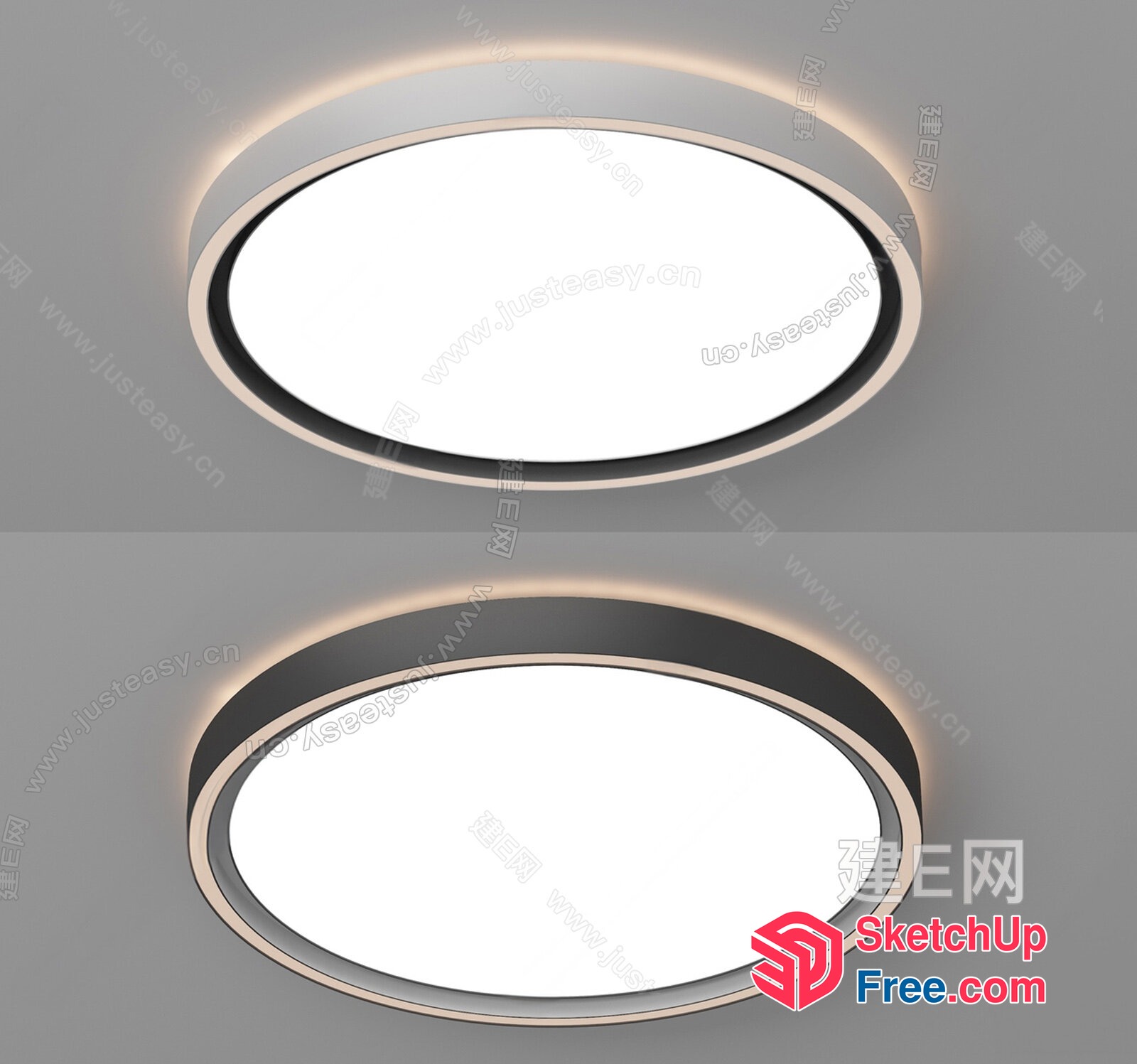 Oval Light Fixture With White Center And Grey Frame 3D SketchUp File