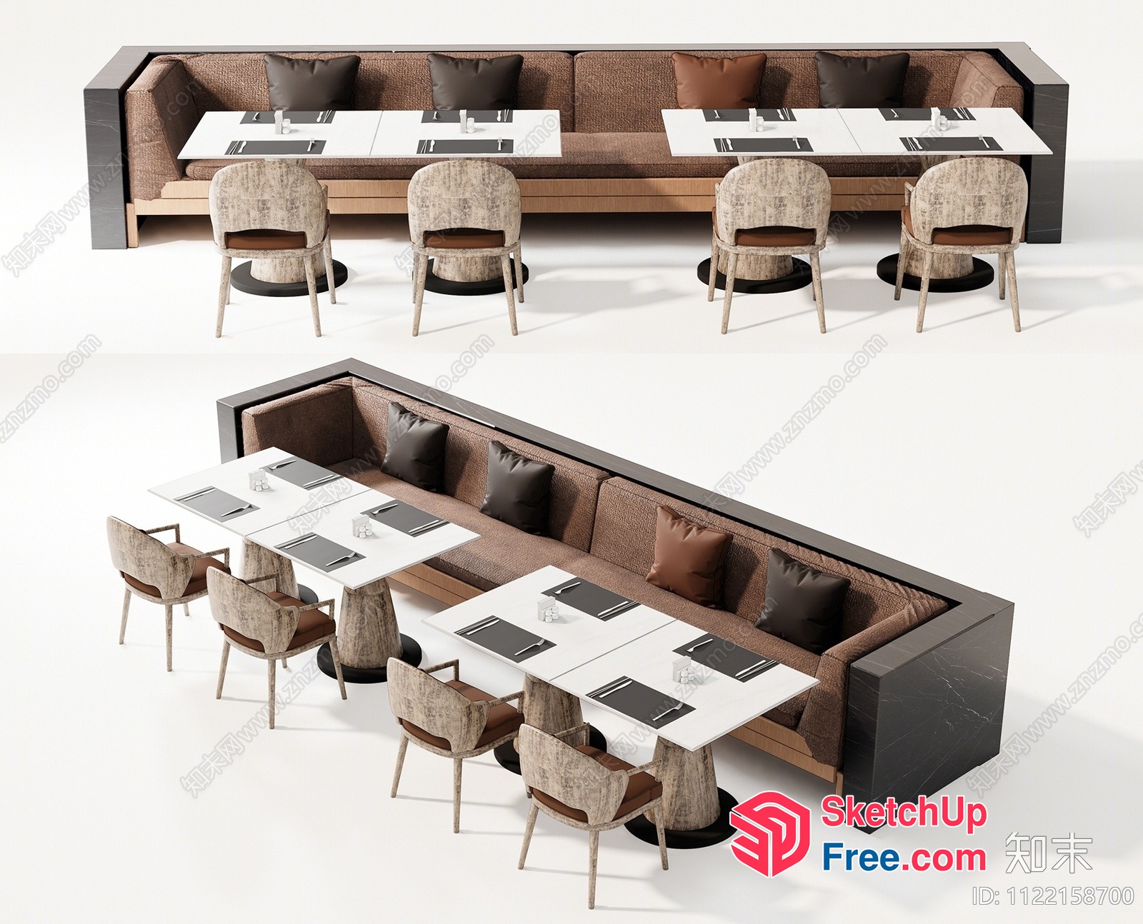 Modern Dining Room With Brown And White Furniture 3D SketchUp File