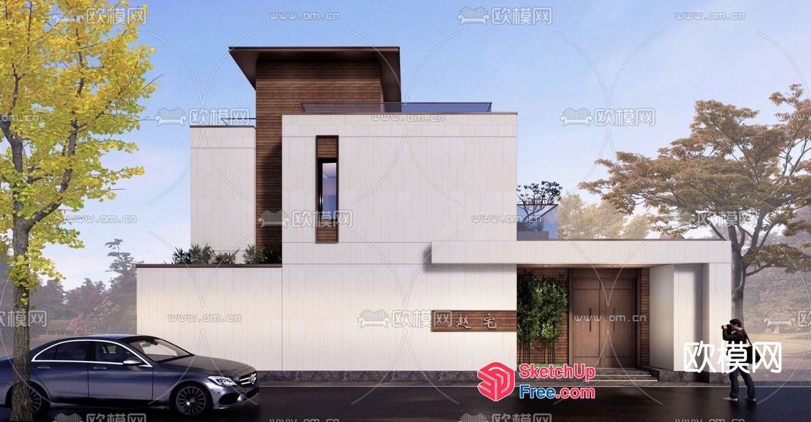 Modern Minimalist Villa Exterior 3D SketchUp File