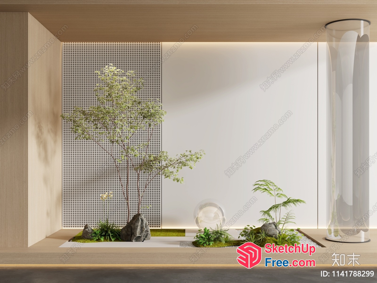 Minimalist Japanese Garden Interior 3D SketchUp File