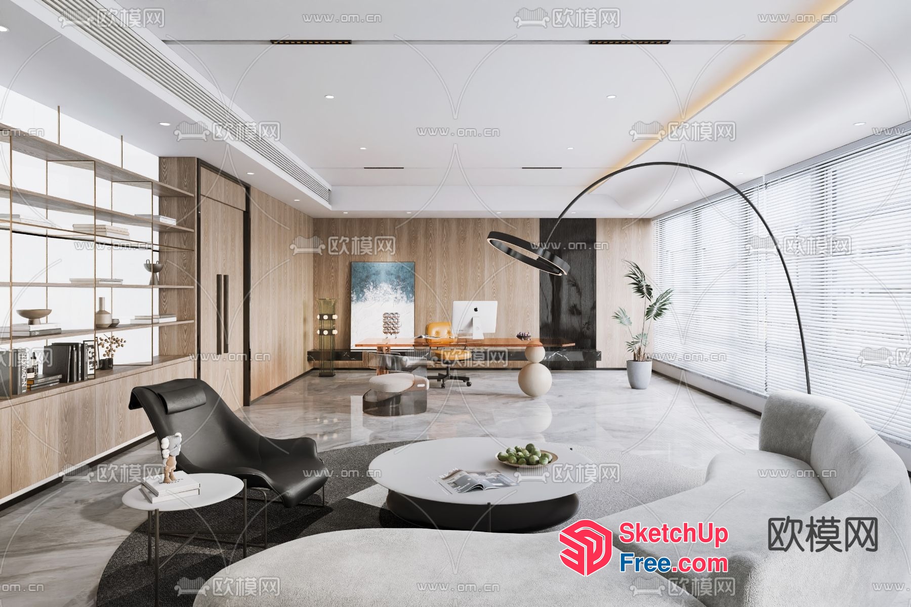 Modern Office Interior With Sleek Furniture And Natural Light 3D SketchUp File