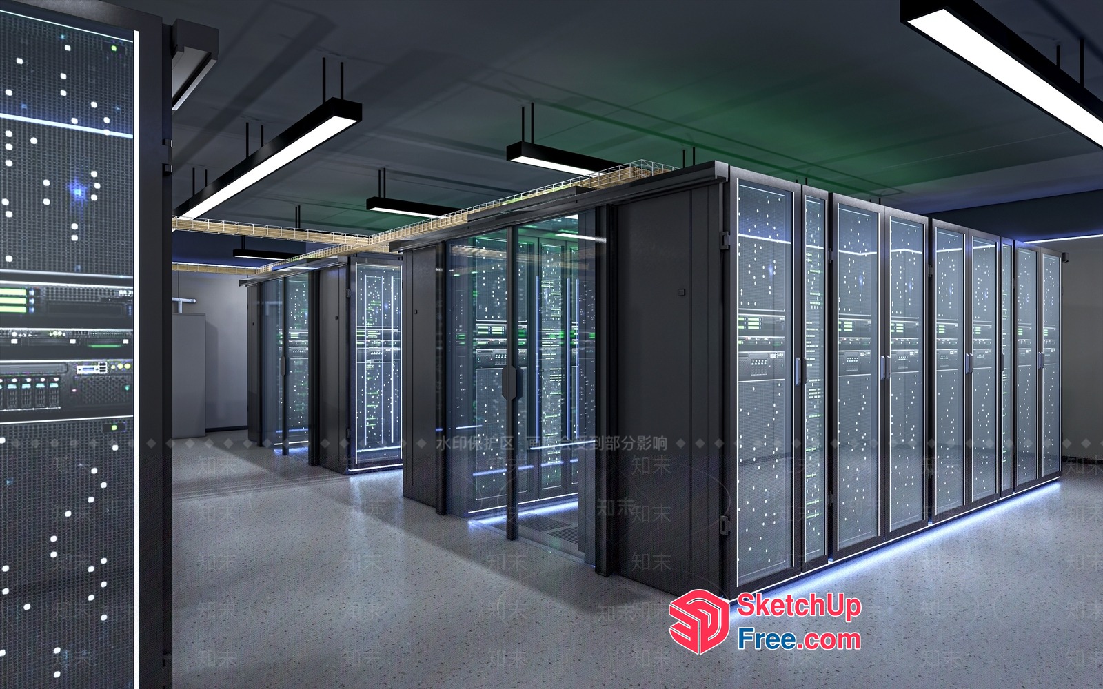 Modern Server Room With Advanced Infrastructure 3D SketchUp File