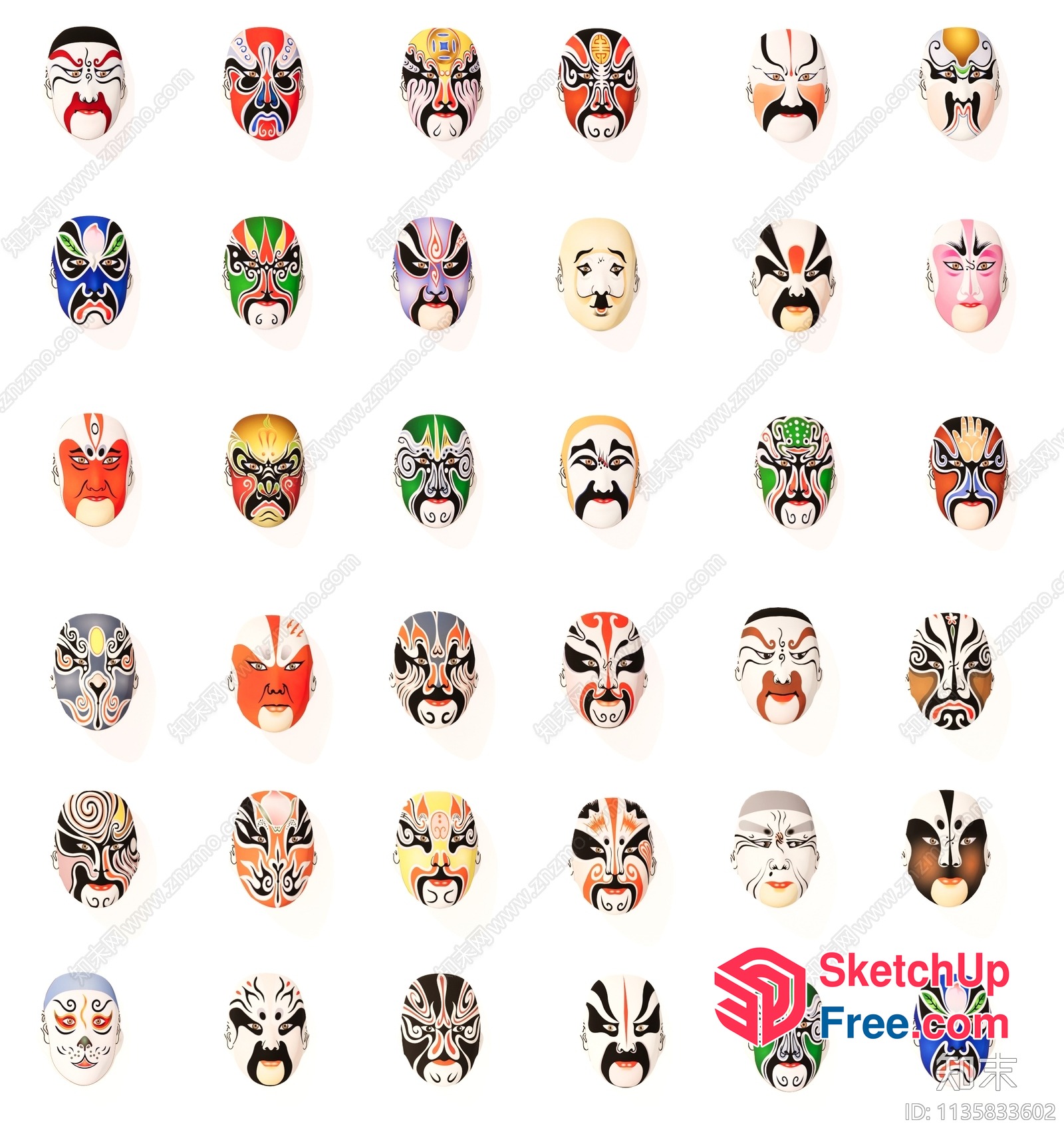 Oriental Mask Collection 3D SketchUp File