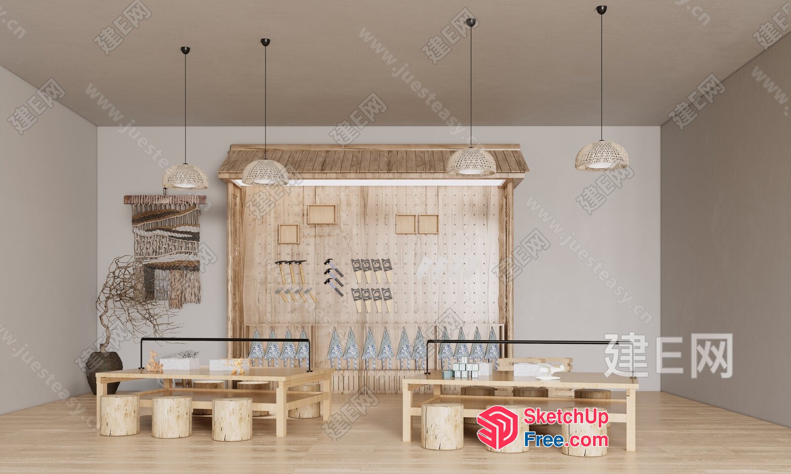Natural Wood Interior Design 3D SketchUp File