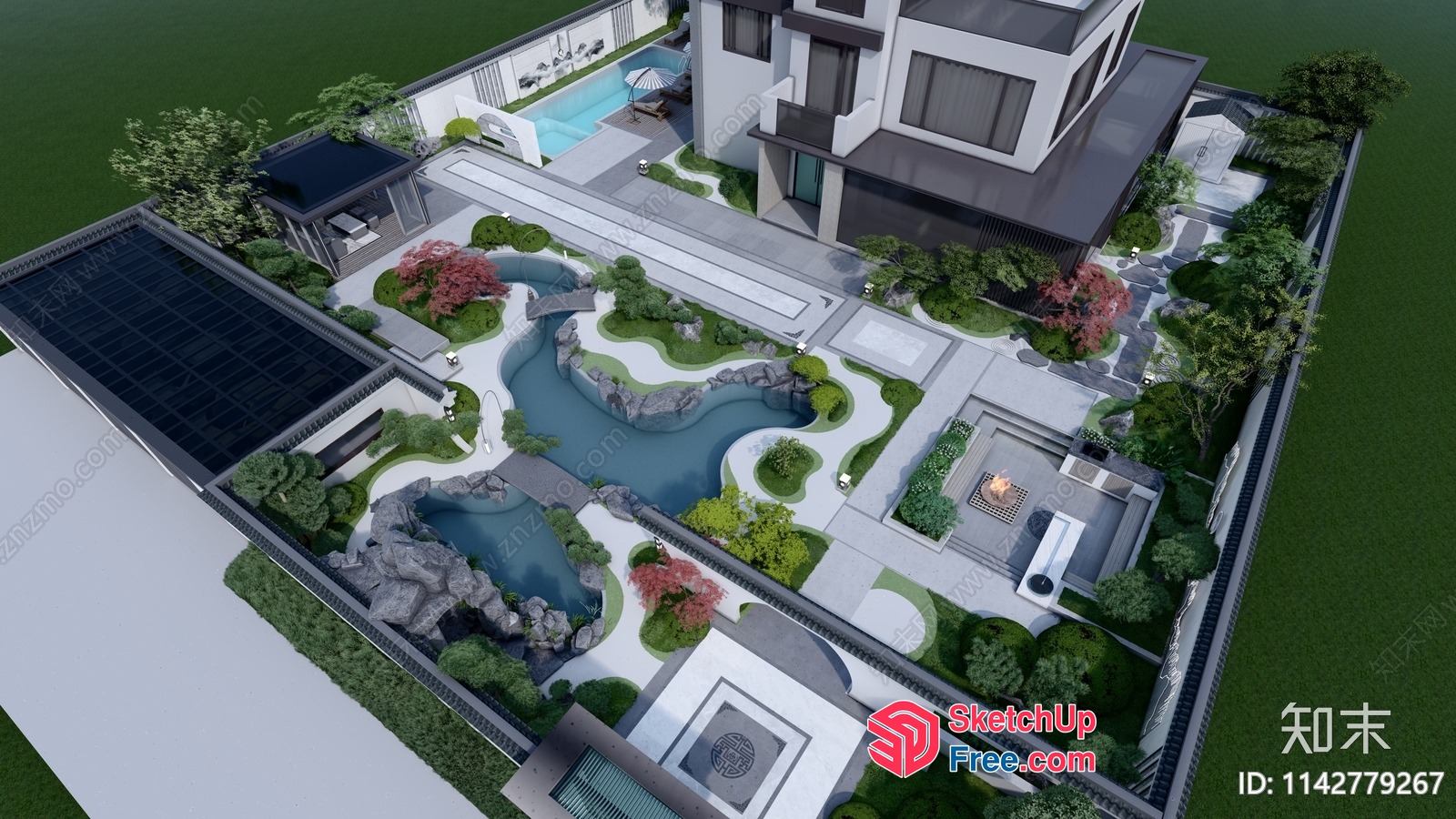 Modern Luxury Villa With Stunning Garden And Pool 3D SketchUp File