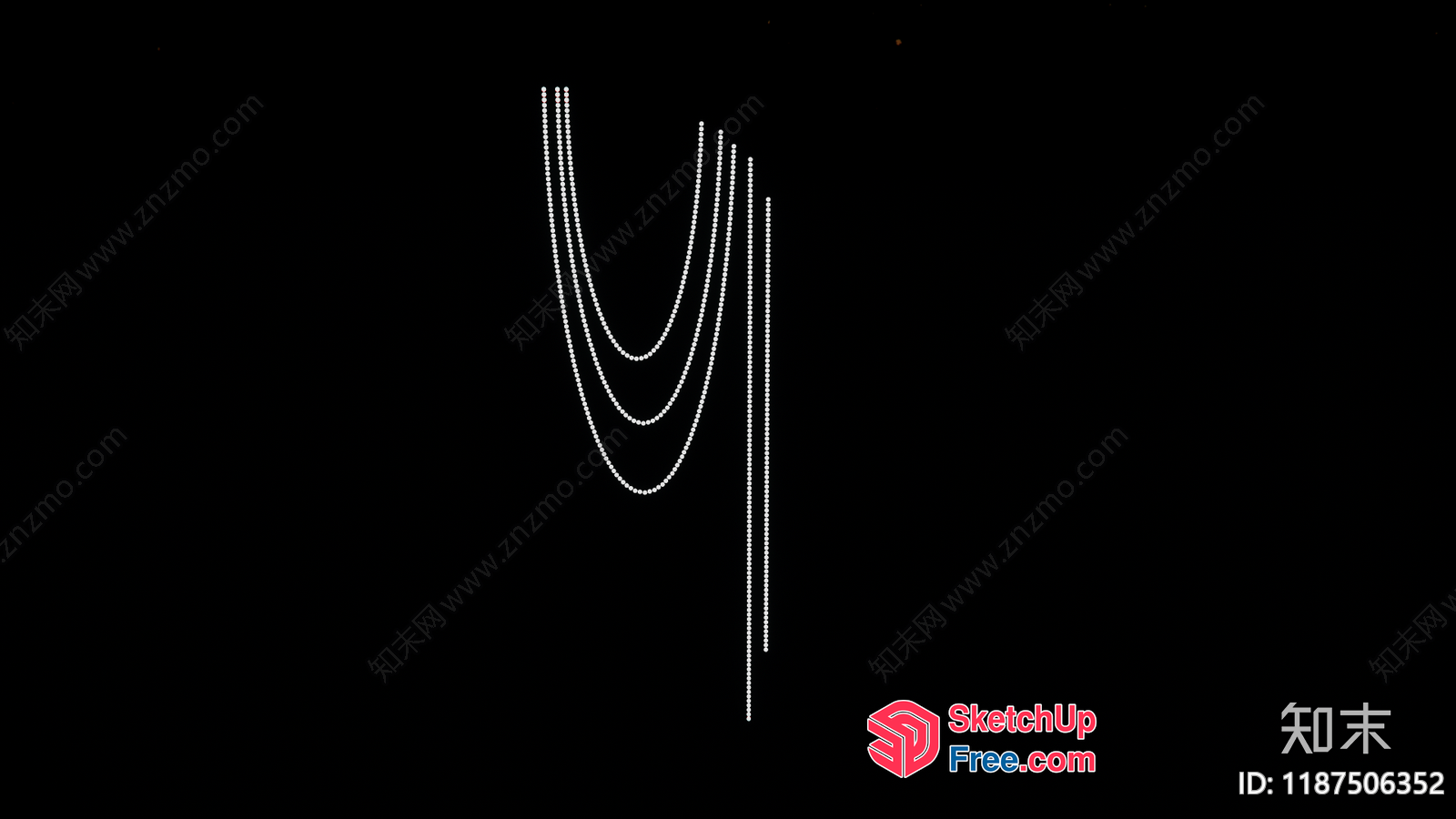 Elegant White Beaded Curtain Design 3D SketchUp File
