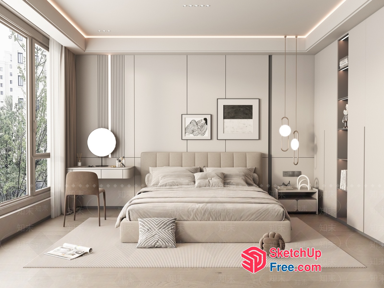 Minimalist Style Bedroom With Modern Decor 3D SketchUp File