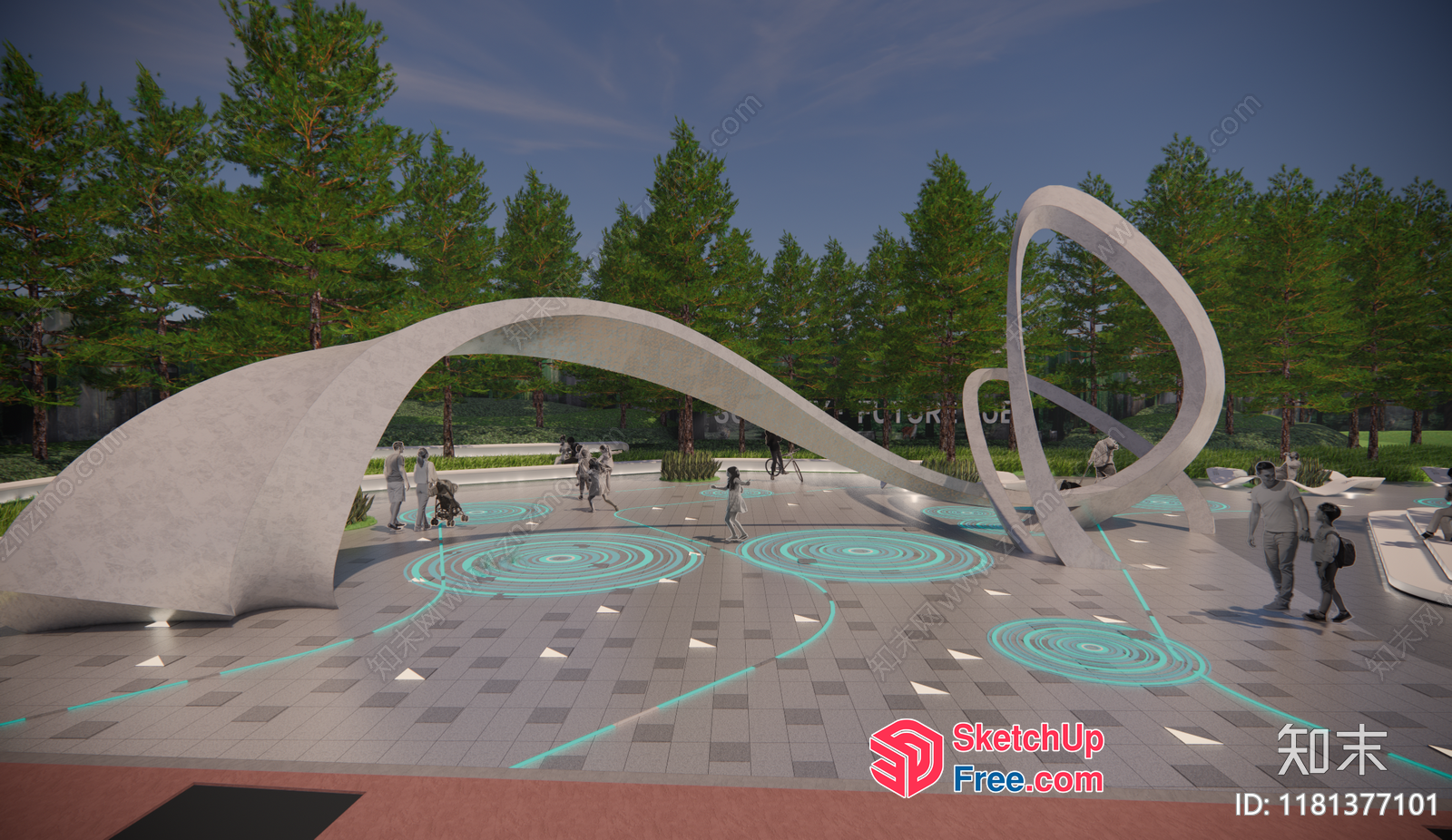 Futuristic Modern Outdoor Public Space Design 3D SketchUp File