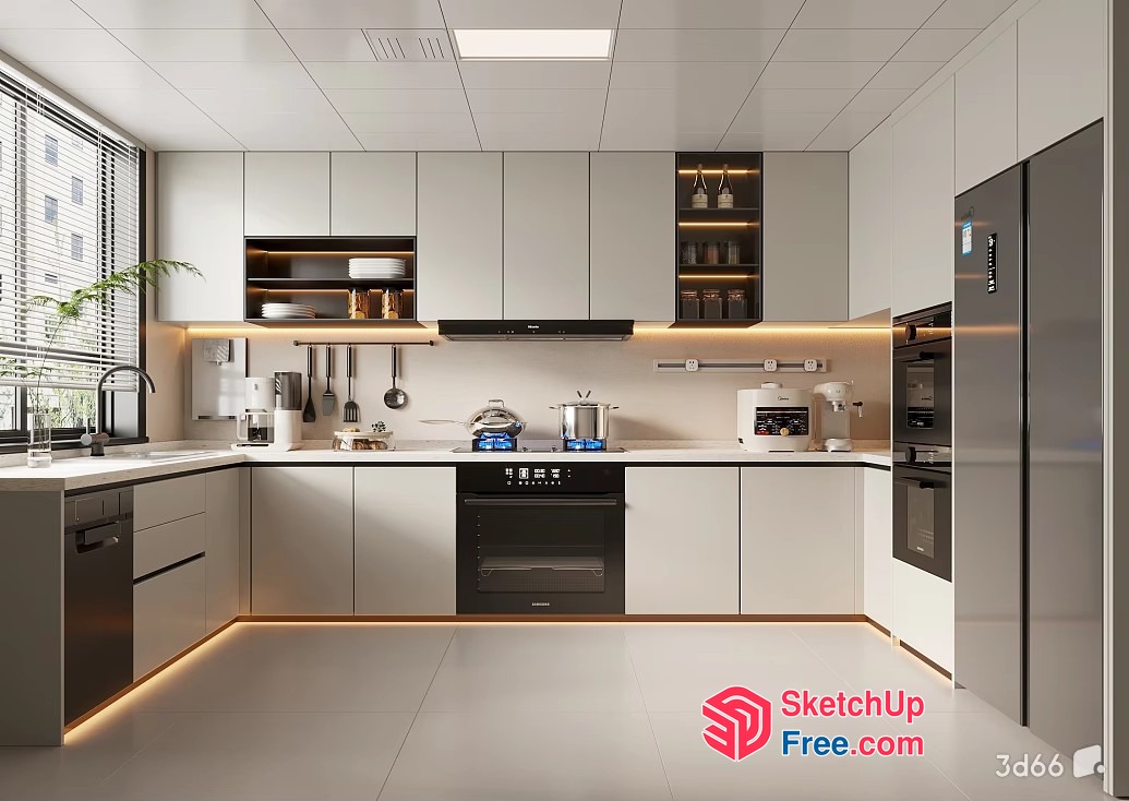 Modern Minimalist Kitchen With Sleek Appliances 3D SketchUp File