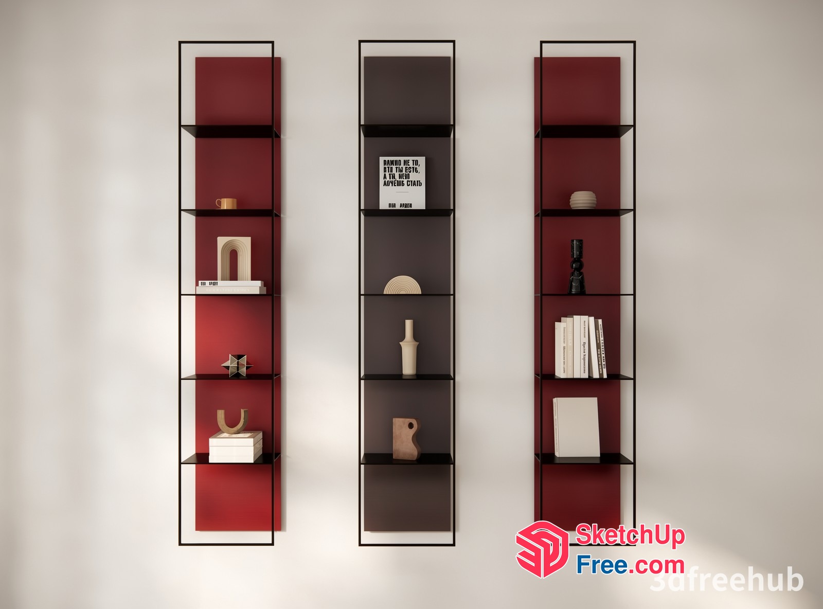 Modern Shelving Unit With Decorative Items 3D SketchUp File