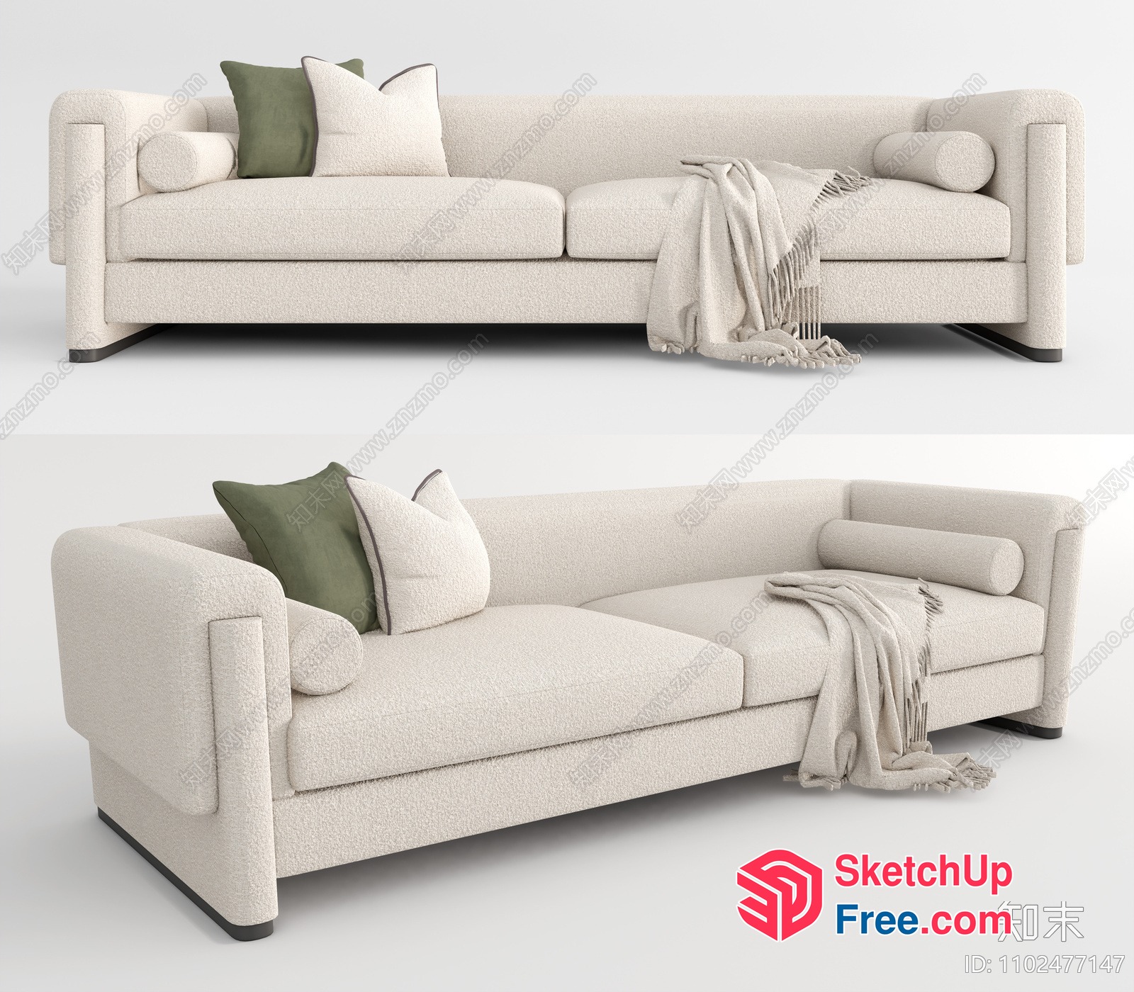 Modern Creamy Style Sofa Set 3D SketchUp File