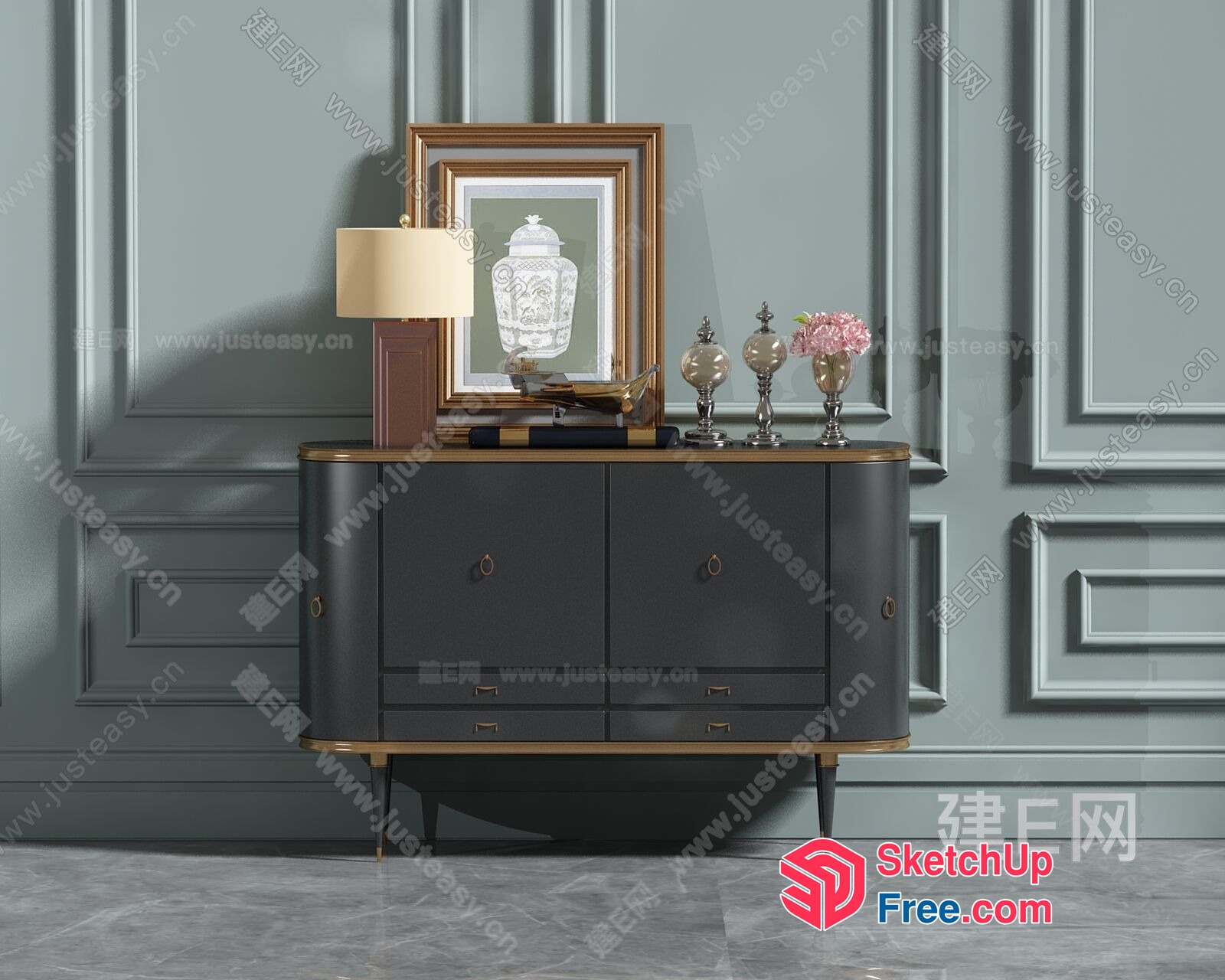Elegant Sideboard With Ornate Details 3D SketchUp File