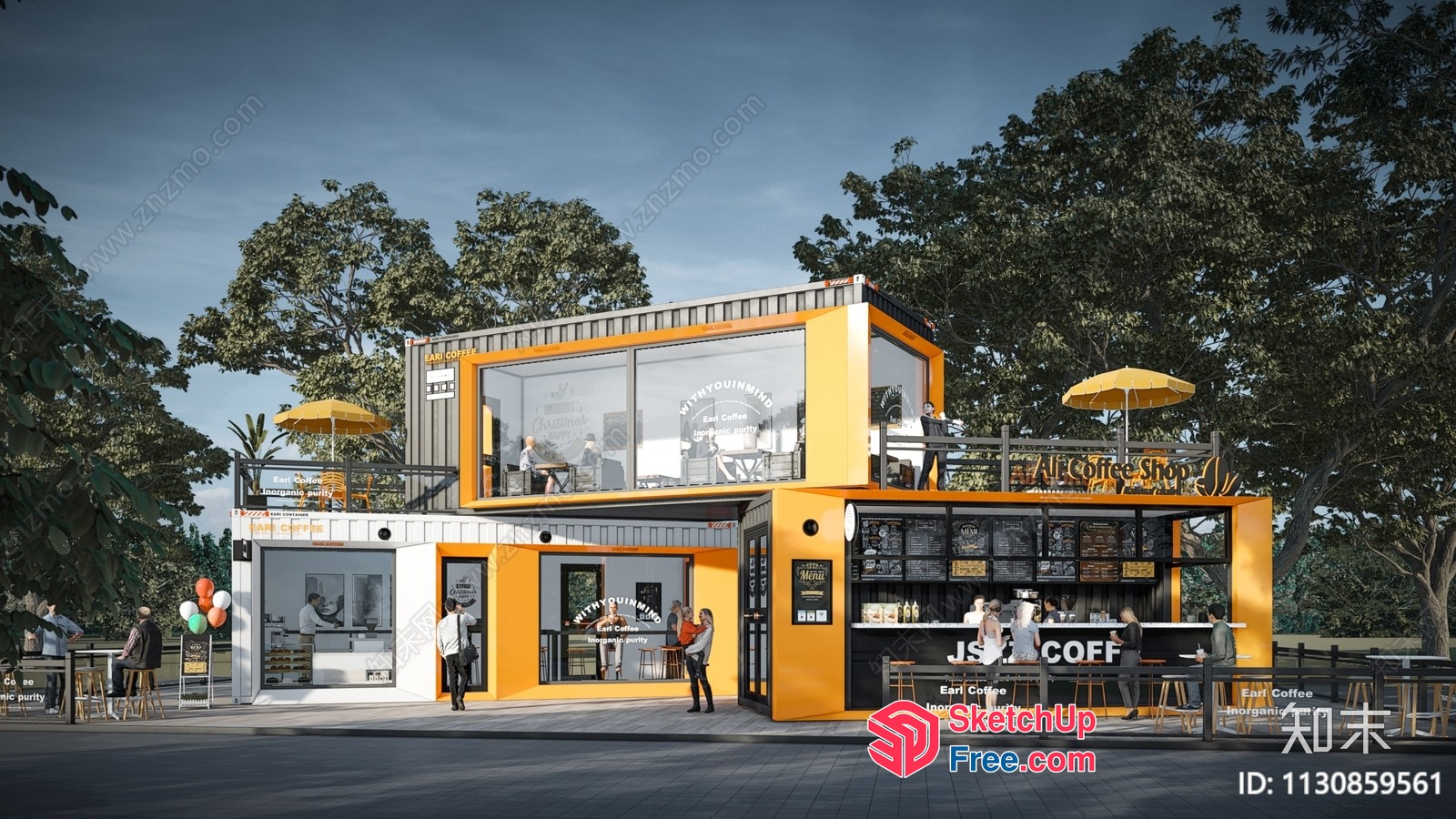 Coffee Shop Building 3D SketchUp File