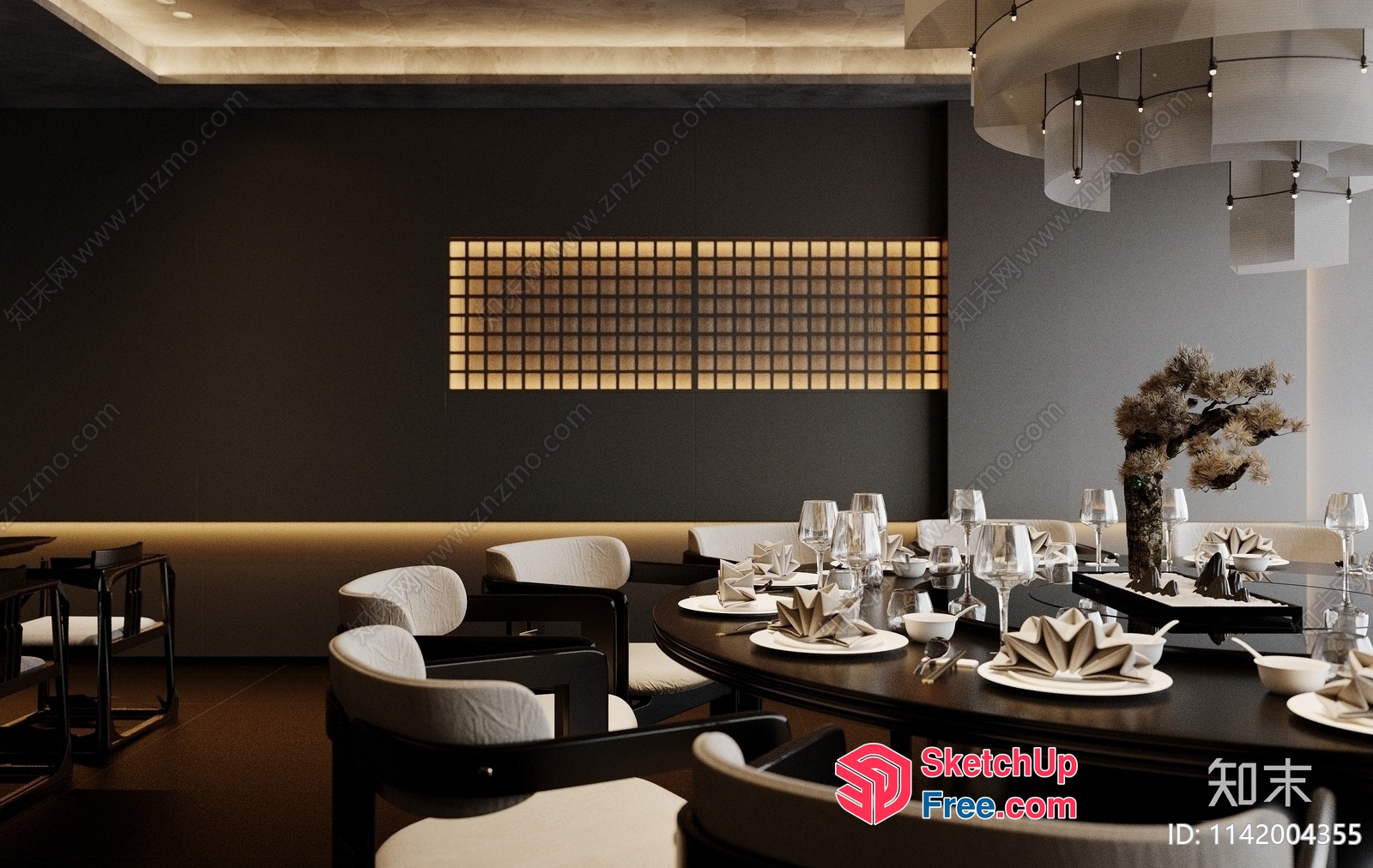 Modern Dining Room With Elegant Table Setting And Ambient Lighting 3D SketchUp File