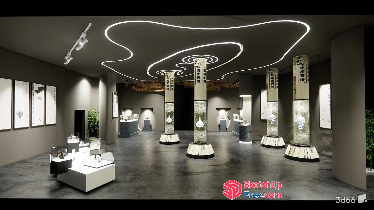 Modern Japanese-Inspired Art Gallery 3D SketchUp File