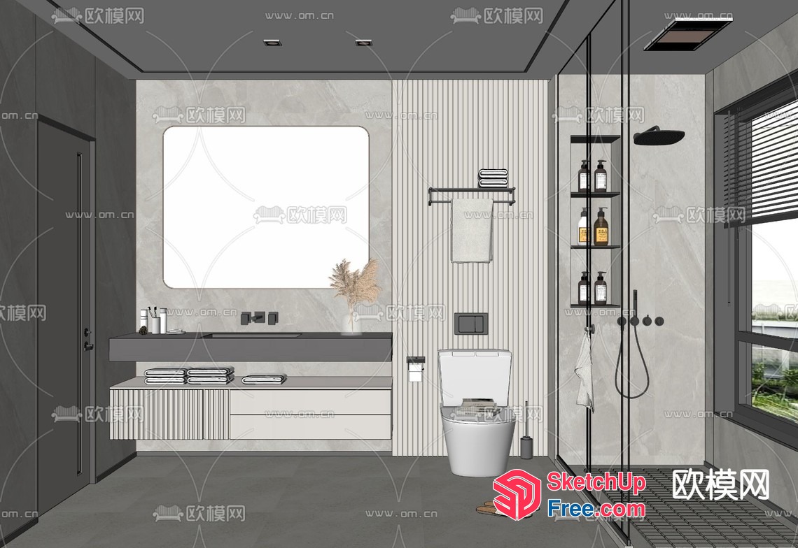 Modern Minimalist Bathroom Interior 3D SketchUp File