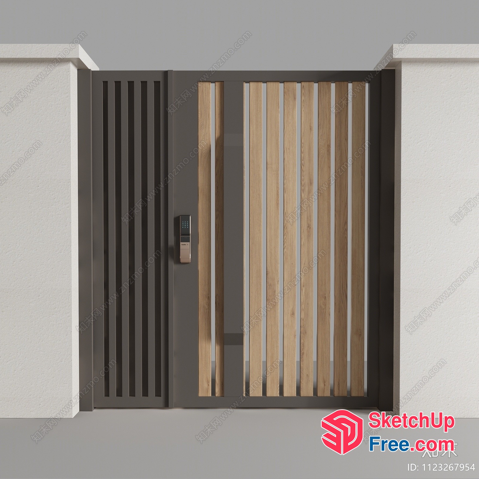 Modern Gate Design With Digital Lock 3D SketchUp File