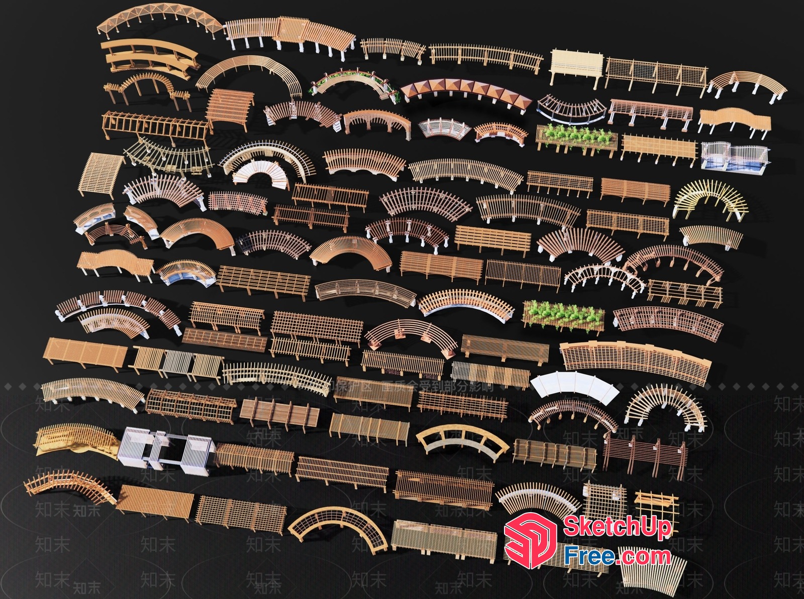 Wooden Bridge Collection 3D SketchUp File