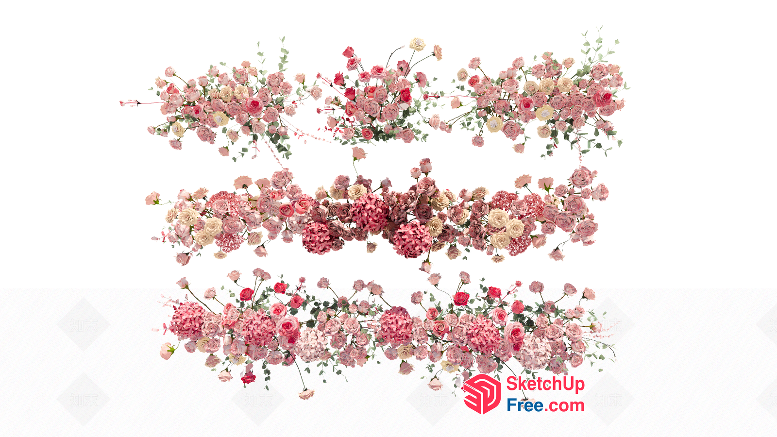 Floral Arrangement With Pink And Red Flowers 3D SketchUp File