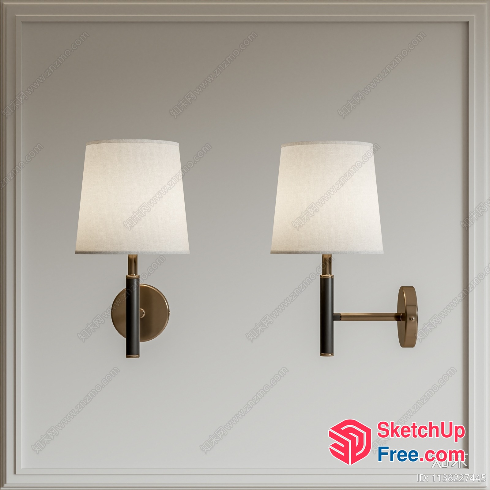 Classic Wall Sconces With White Shades 3D SketchUp File