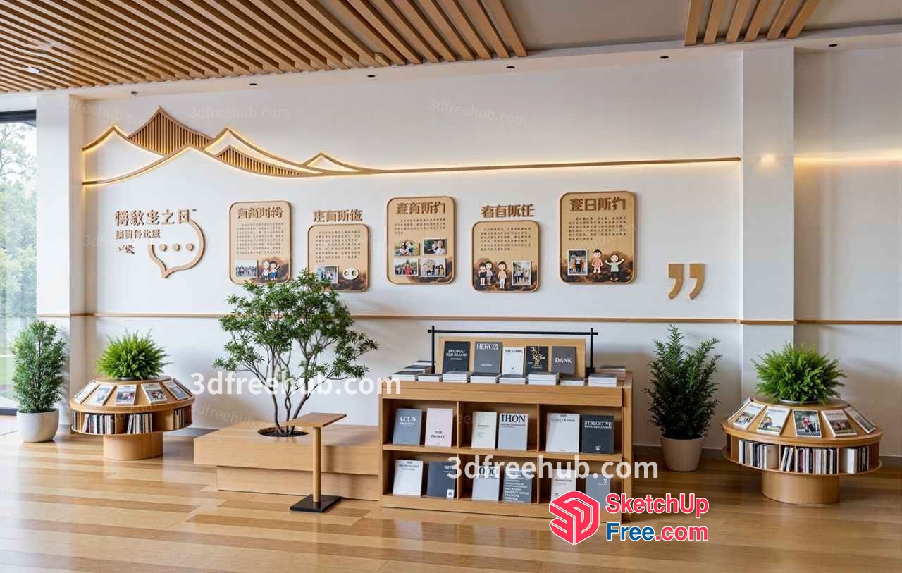 Modern Asian Interior Design With Natural Wood Accents 3D SketchUp File