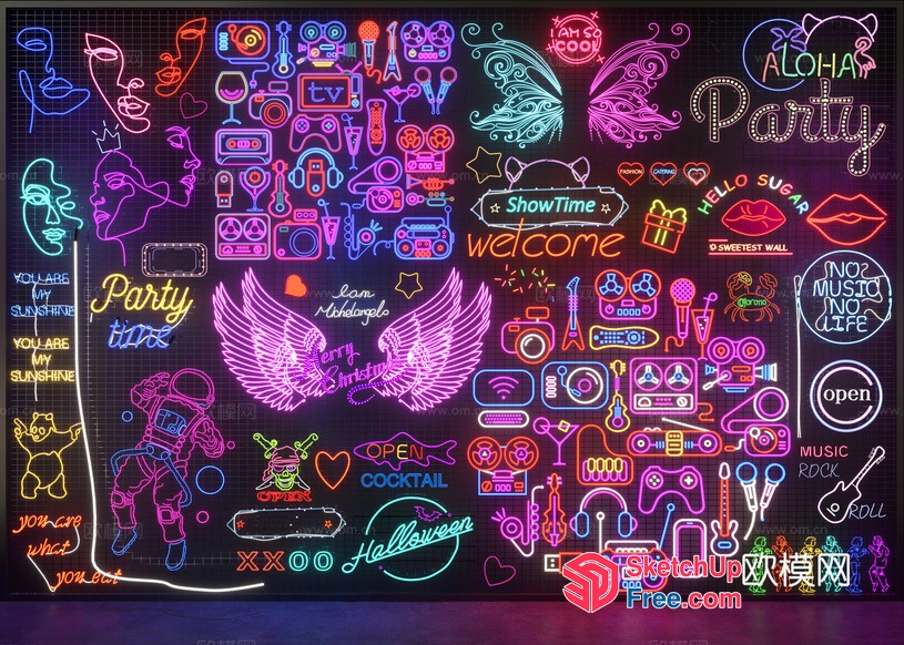 Colorful Neon Wall Art 3D SketchUp File