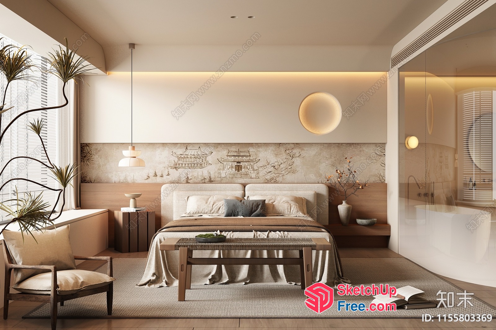 Serene Japanese-Inspired Bedroom Oasis 3D SketchUp File