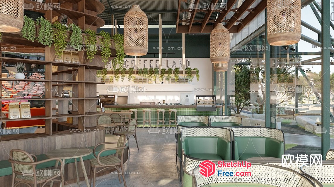 Modern Coffee Shop Interior 3D SketchUp File